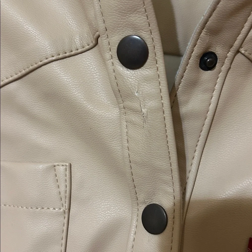Levi's Beige Leather Button-Up Shirt NWT